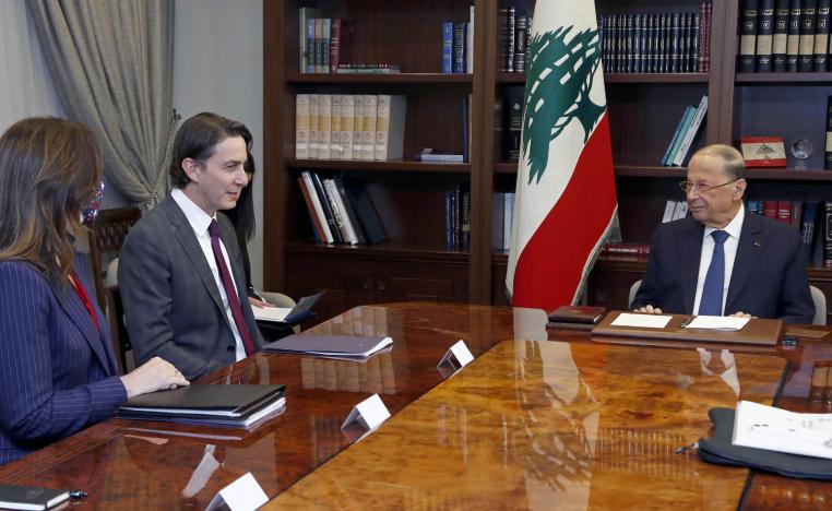 الرئيس اللبناني ميشال عون يستقبل المبعوث الأميركي أموس هوكشتاين
